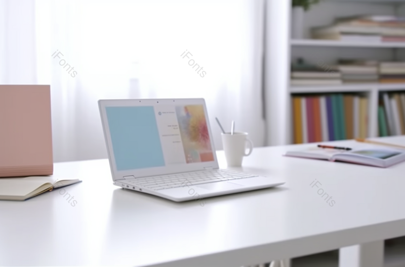 白色桌上的笔记本电脑,高清,摄影图,摄影图片,图片大全,摄影图免费下载